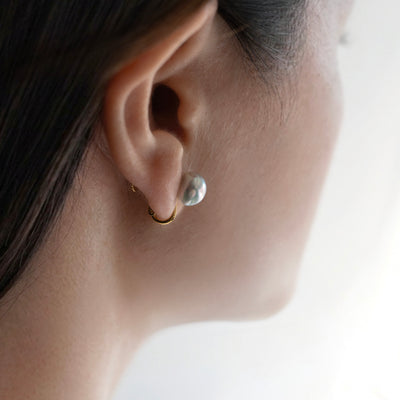 【ESSENTIALS】8.0-9.0mm Gray Akoya Clip-On Earrings  C