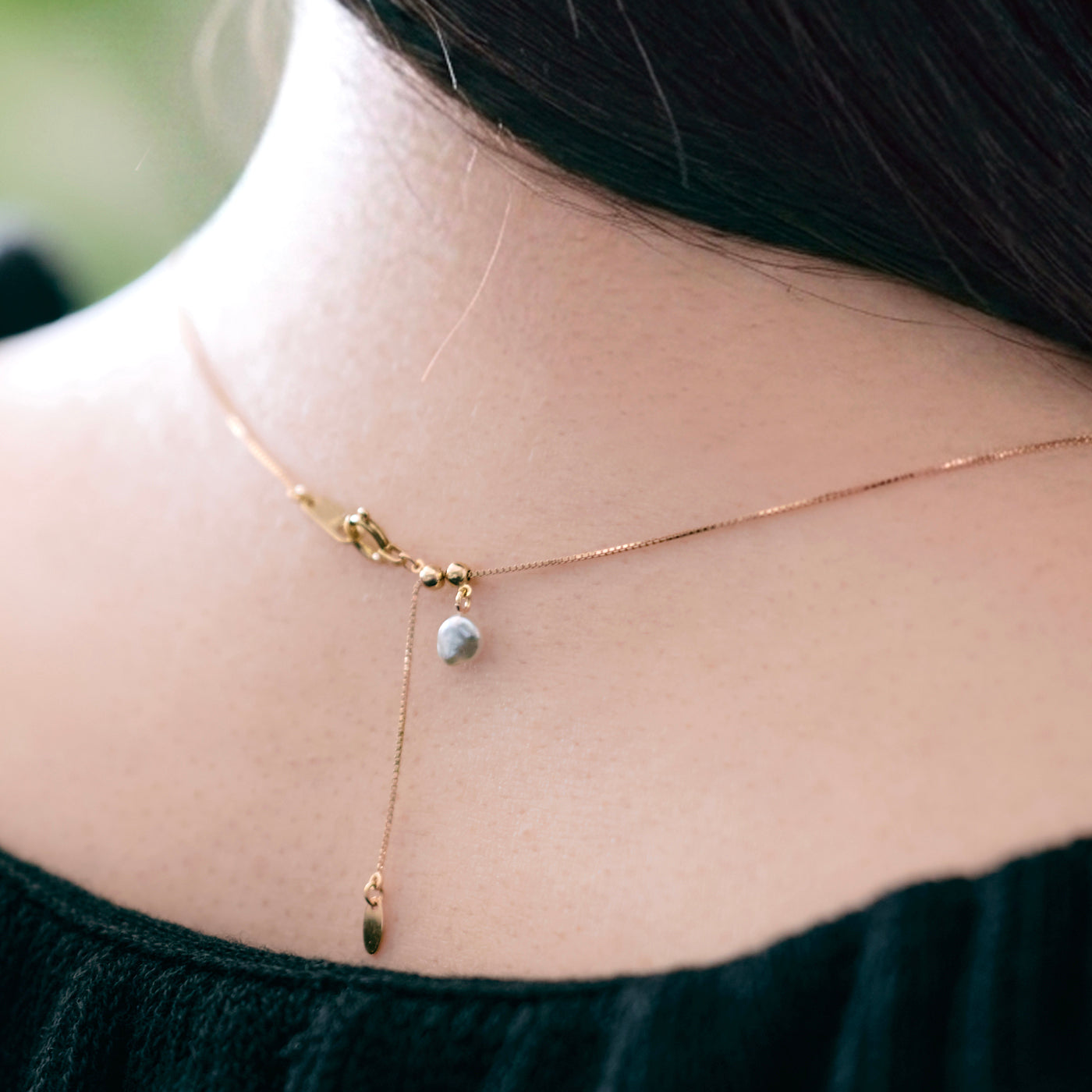 Wandering Pearl Chain Necklace - Akoya Keshi B