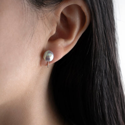 【ESSENTIALS】8.0-9.0mm Gray Akoya Clip-On Earrings D