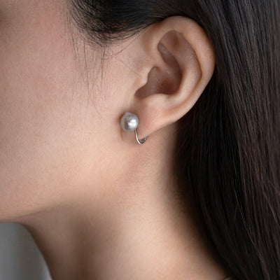 【ESSENTIALS】8.0-9.0mm Gray Akoya Clip-On Earrings  A