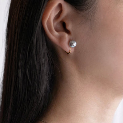 【ESSENTIALS】8.0-9.0mm Gray Akoya Clip-On Earrings  B