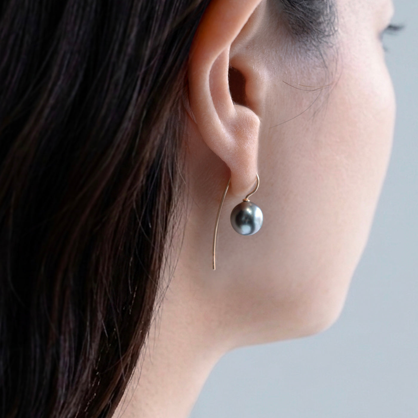 Trickle Hook Pierced Earrings - Tahitian Pearl