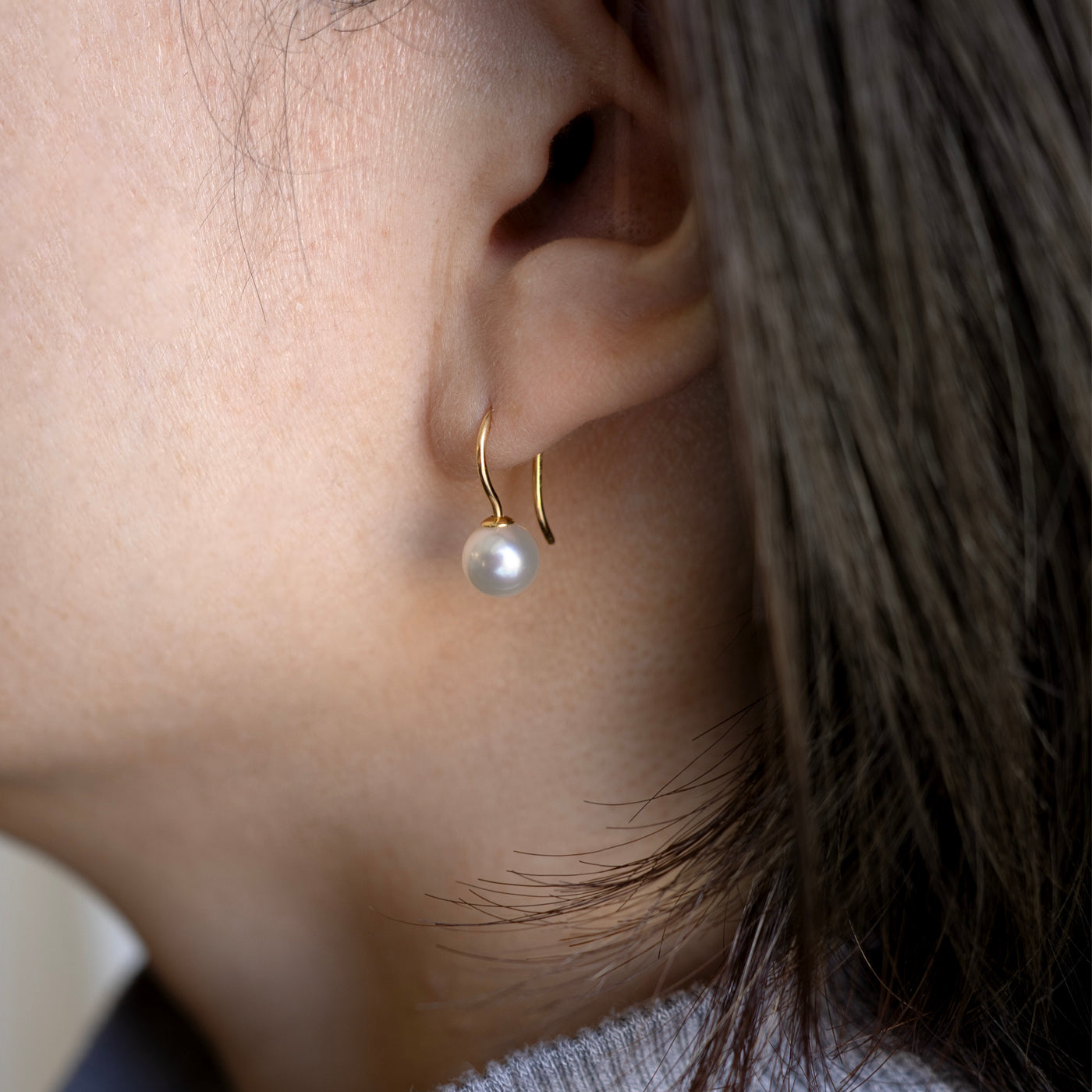 【BASE PARTS】K10YG Tail Hook Pierced Earring