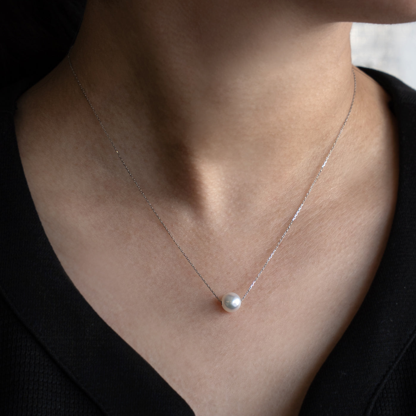 【ESSENTIALS】 7.0-7.5mm Single Akoya Pearl Necklace / PT