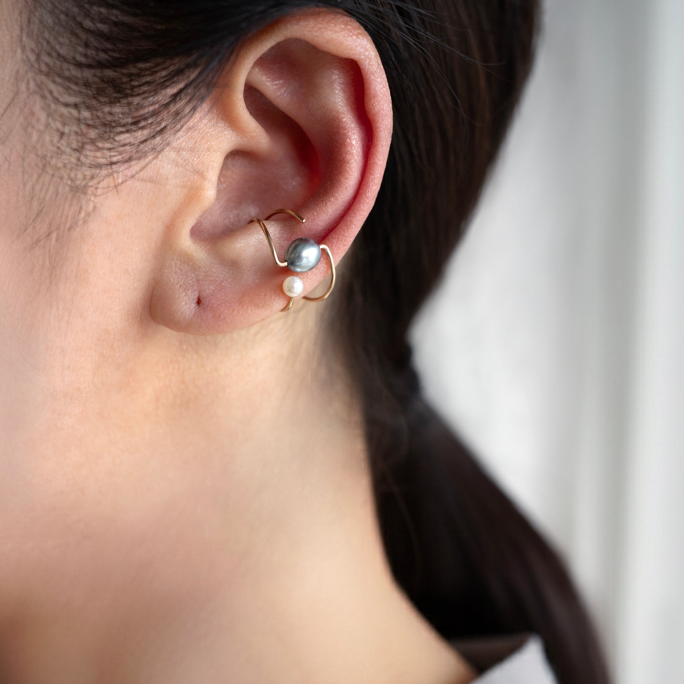 Clip Ear Cuff - Tahitian Keshi