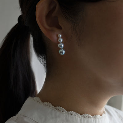 Model_Side アコヤ パール 真珠 ピアス ミニマル シンプル グラデーション 着用