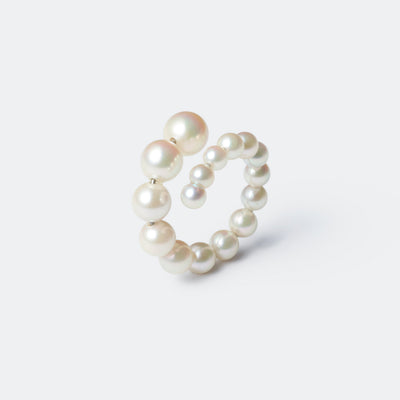 Graduated Pearl Twist Hoop Ring - Akoya Pearl