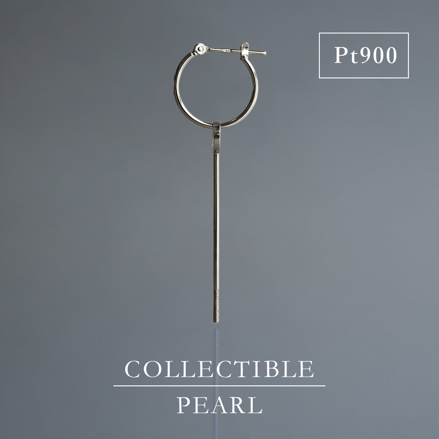【BASE PARTS】Pt900 Long Stick Charm Hoop Pierced Earring