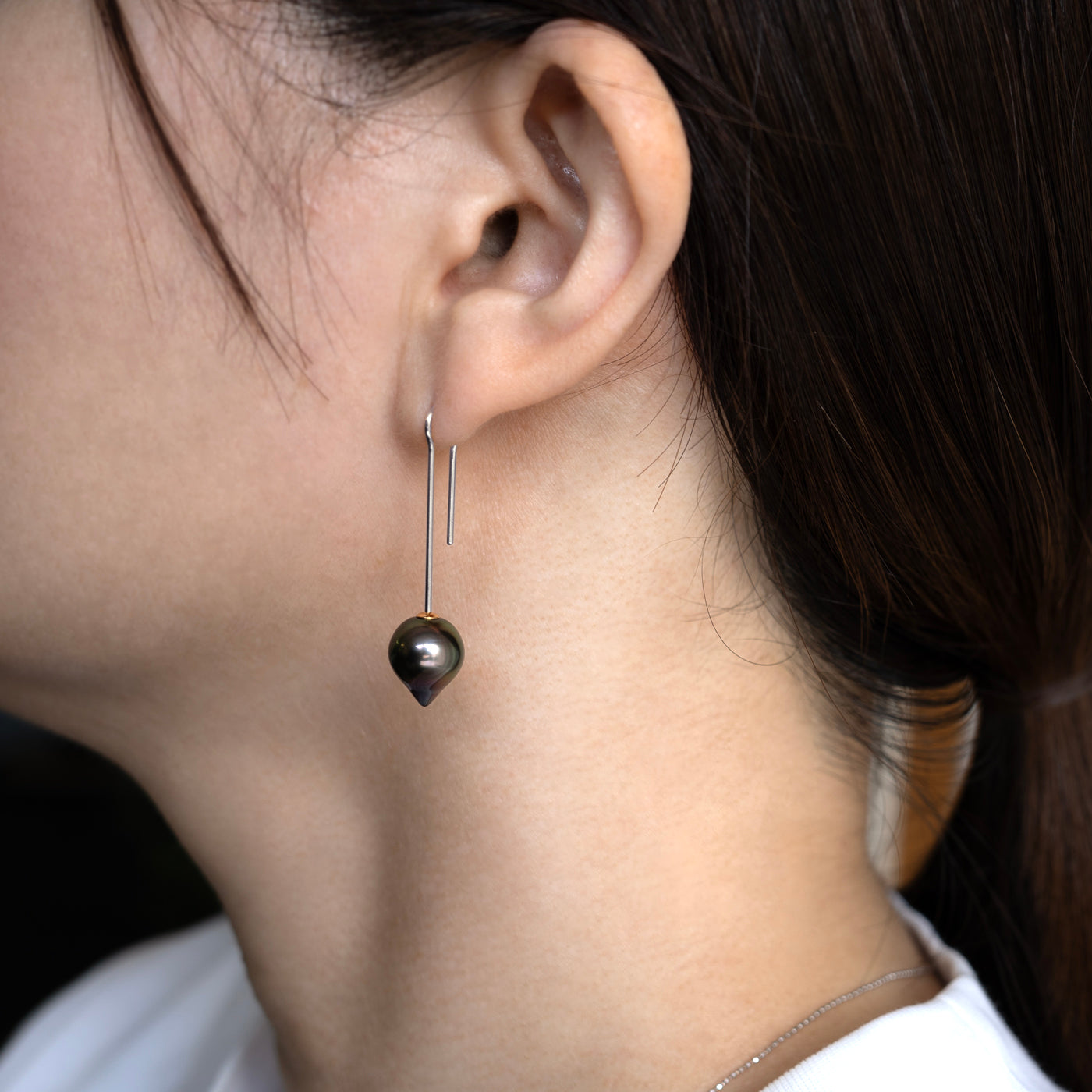 【BASE PARTS】Pt900 Arc Hook Pierced Earring