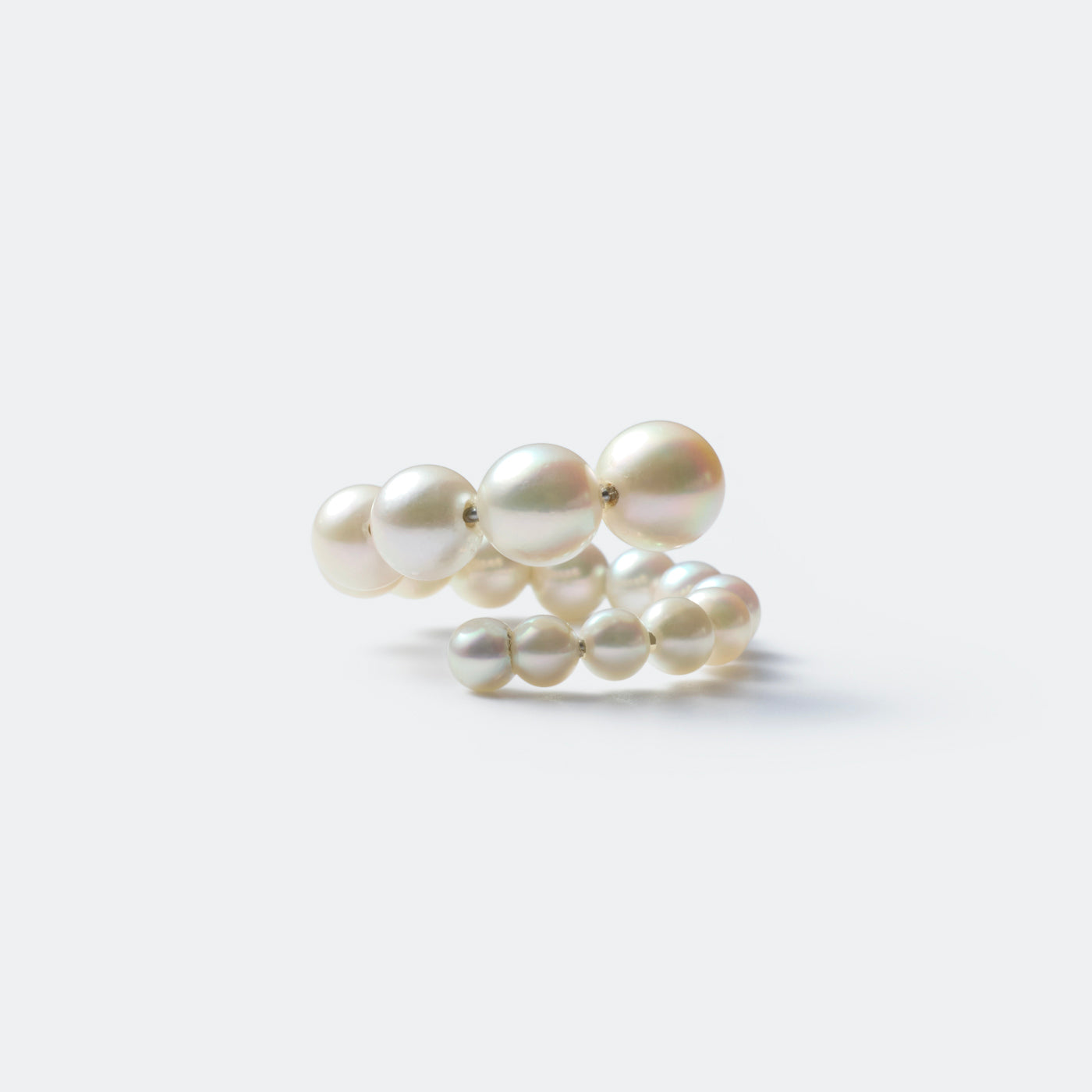 Graduated Pearl Twist Hoop Ring - Akoya Pearl