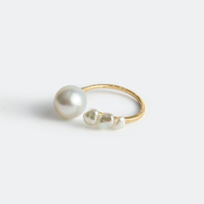 Flowing Open Ring ＜ Luxe ＞ - SSP & Akoya Keshi