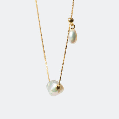 Wandering Pearl Chain Necklace - Akoya Keshi A