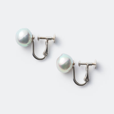 【ESSENTIALS】8.0-9.0mm Gray Akoya Clip-On Earrings  A