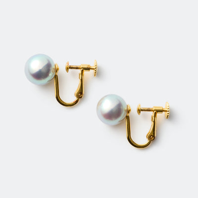 【ESSENTIALS】8.0-9.0mm Gray Akoya Clip-On Earrings  B