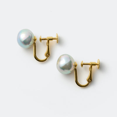 【ESSENTIALS】8.0-9.0mm Gray Akoya Clip-On Earrings  C