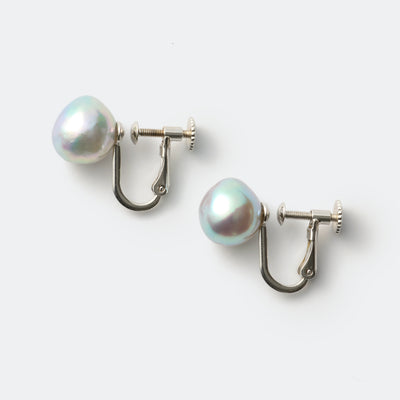 【ESSENTIALS】8.0-9.0mm Gray Akoya Clip-On Earrings D