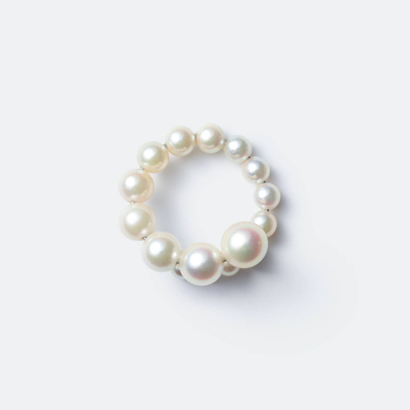 Graduated Pearl Twist Hoop Ring - Akoya Pearl