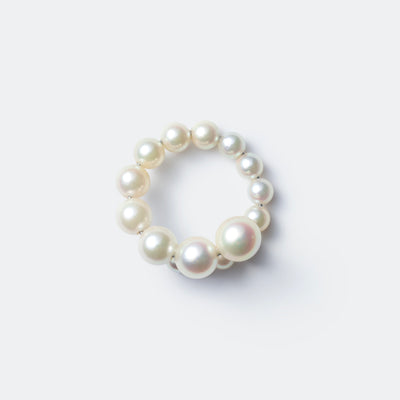 Graduated Pearl Twist Hoop Ring - Akoya Pearl