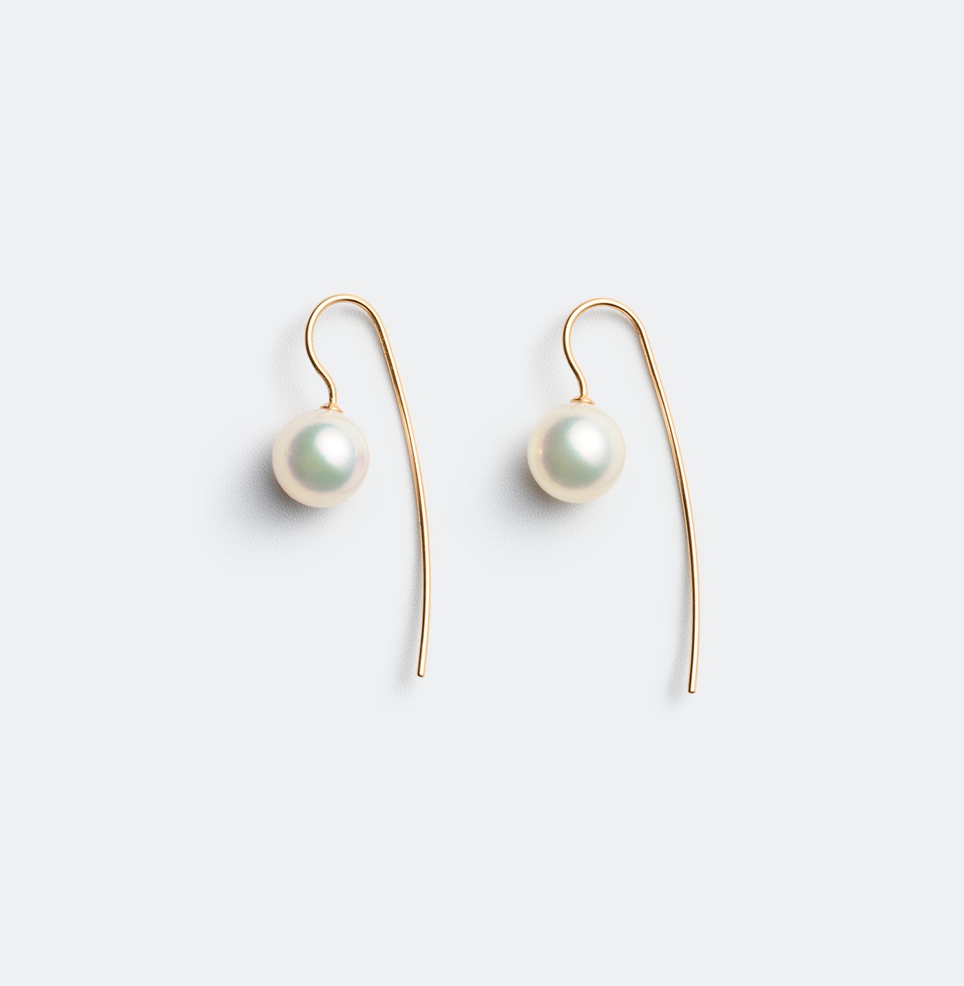 Trickle Hook Pierced Earrings - Akoya Pearl (Green)