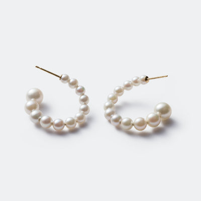 Graduated Pearl Twist Hoop Earrings - Akoya Pearl