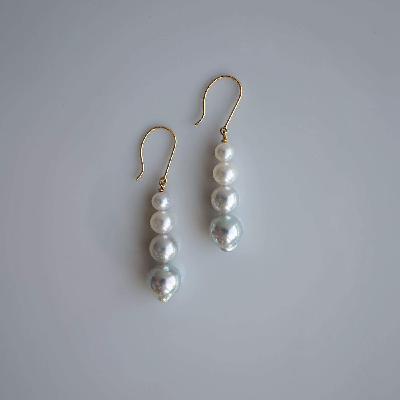 Graduated Pearl Stick Hook Earrings