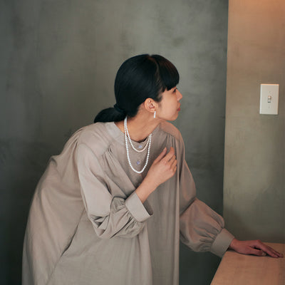 nodane Model 核 アコヤ パール 真珠 一連ネックレス ミニマル シンプル 着用