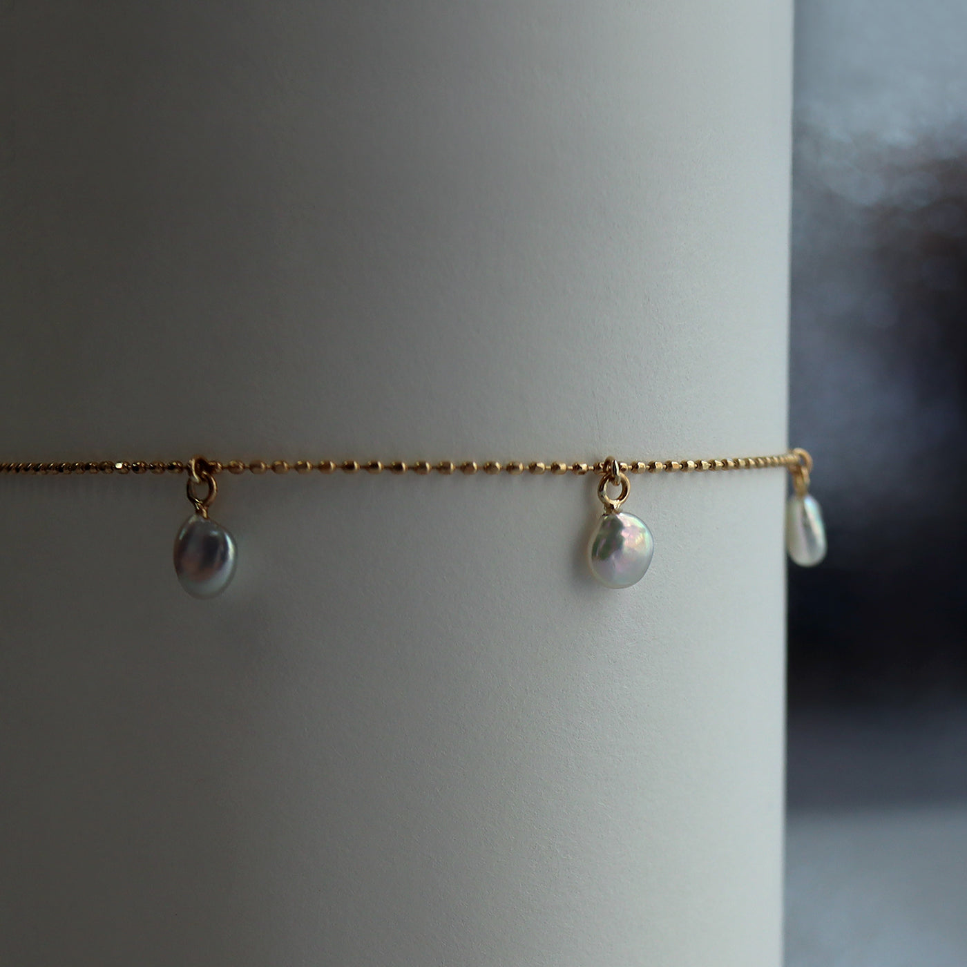 Subtle Pearl Chain Bracelet - アコヤケシ #B