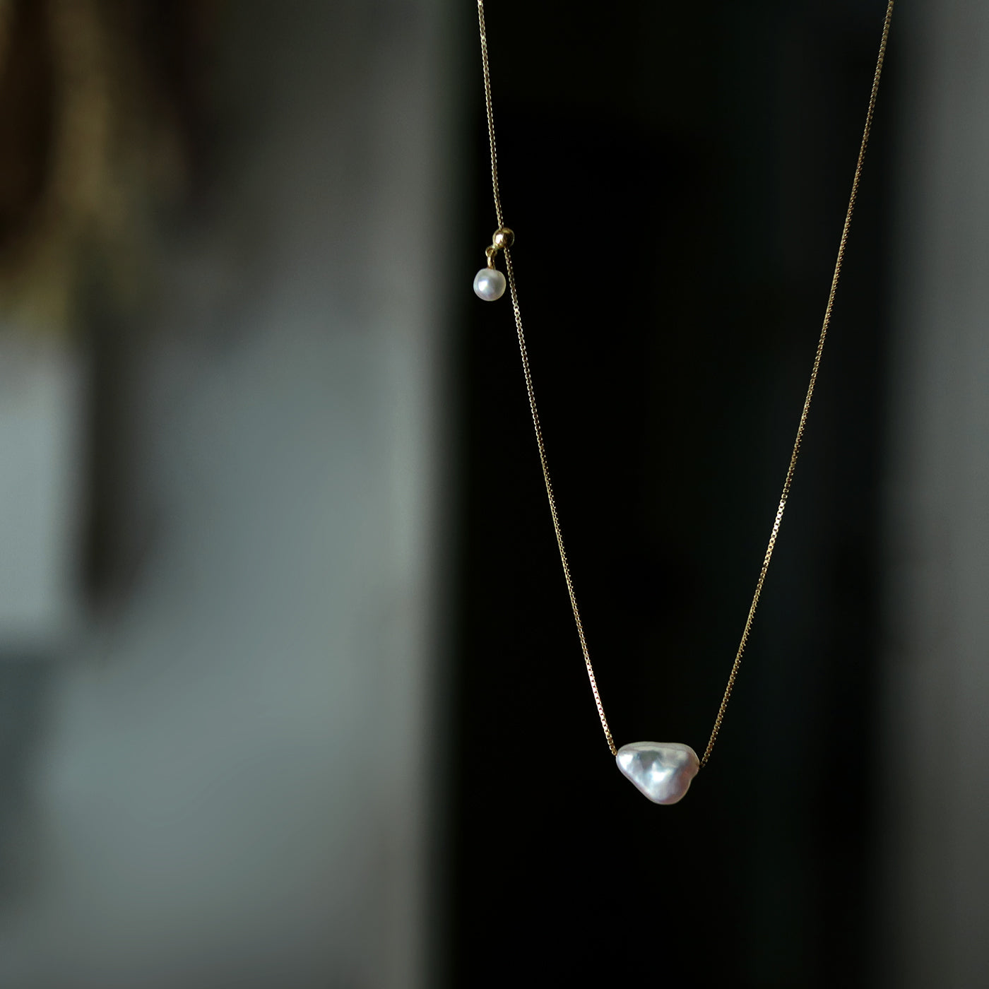 Wandering Pearl Chain Necklace - アコヤケシ #B