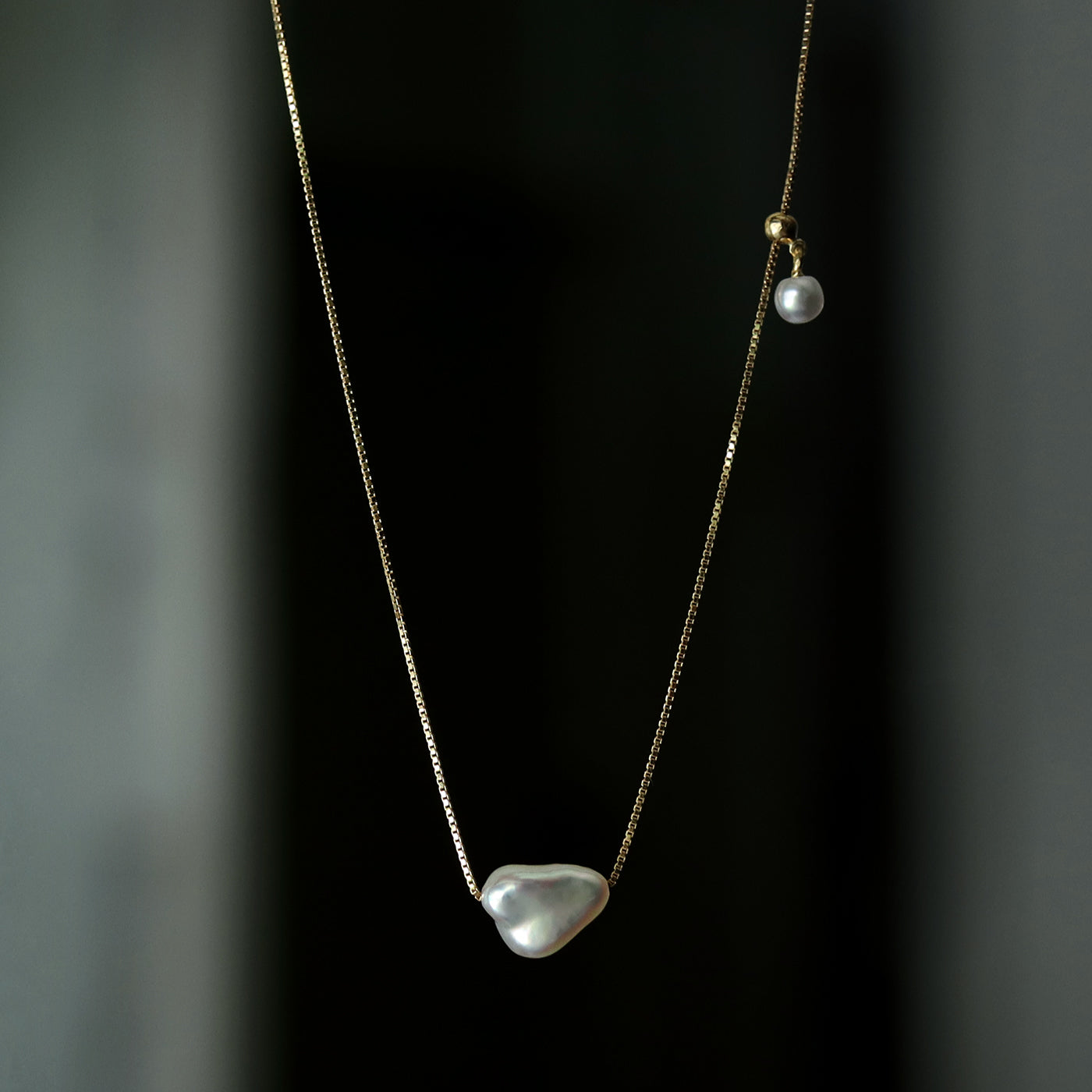 Wandering Pearl Chain Necklace - アコヤケシ #B