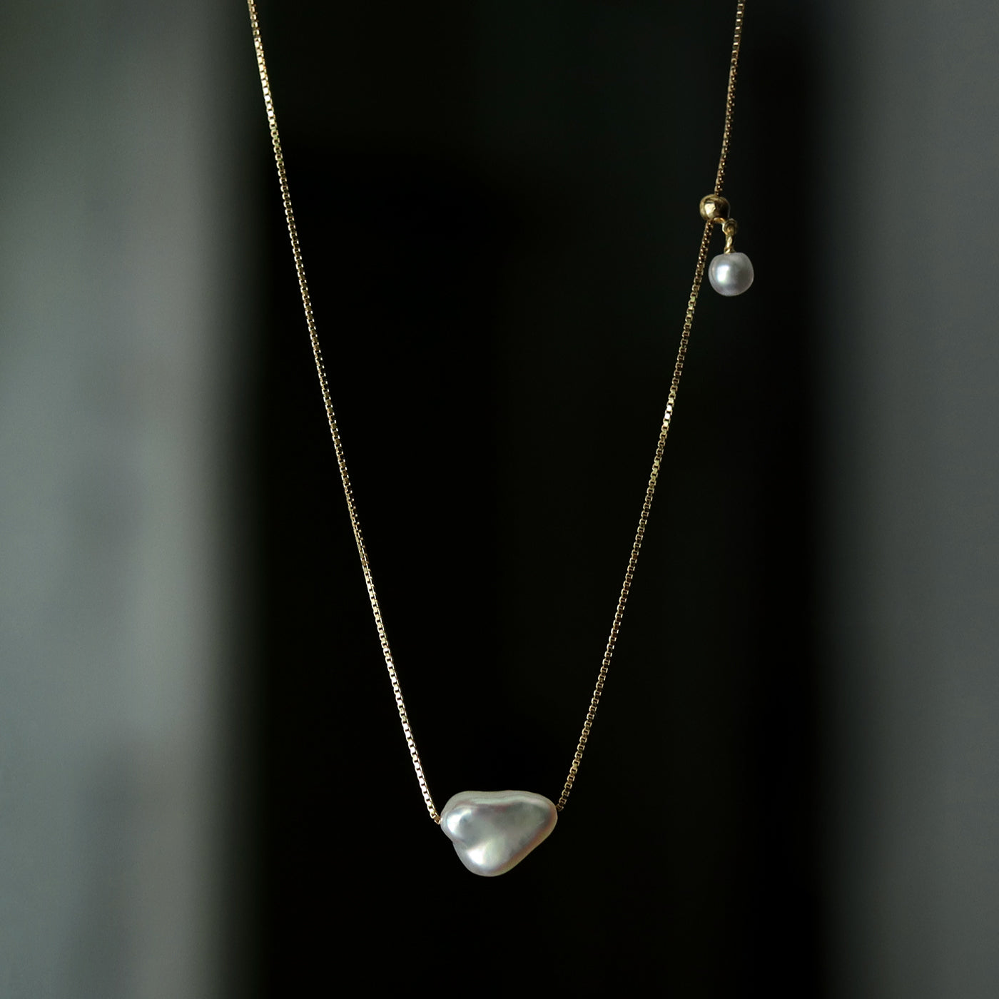 Wandering Pearl Chain Necklace - Akoya Keshi #B