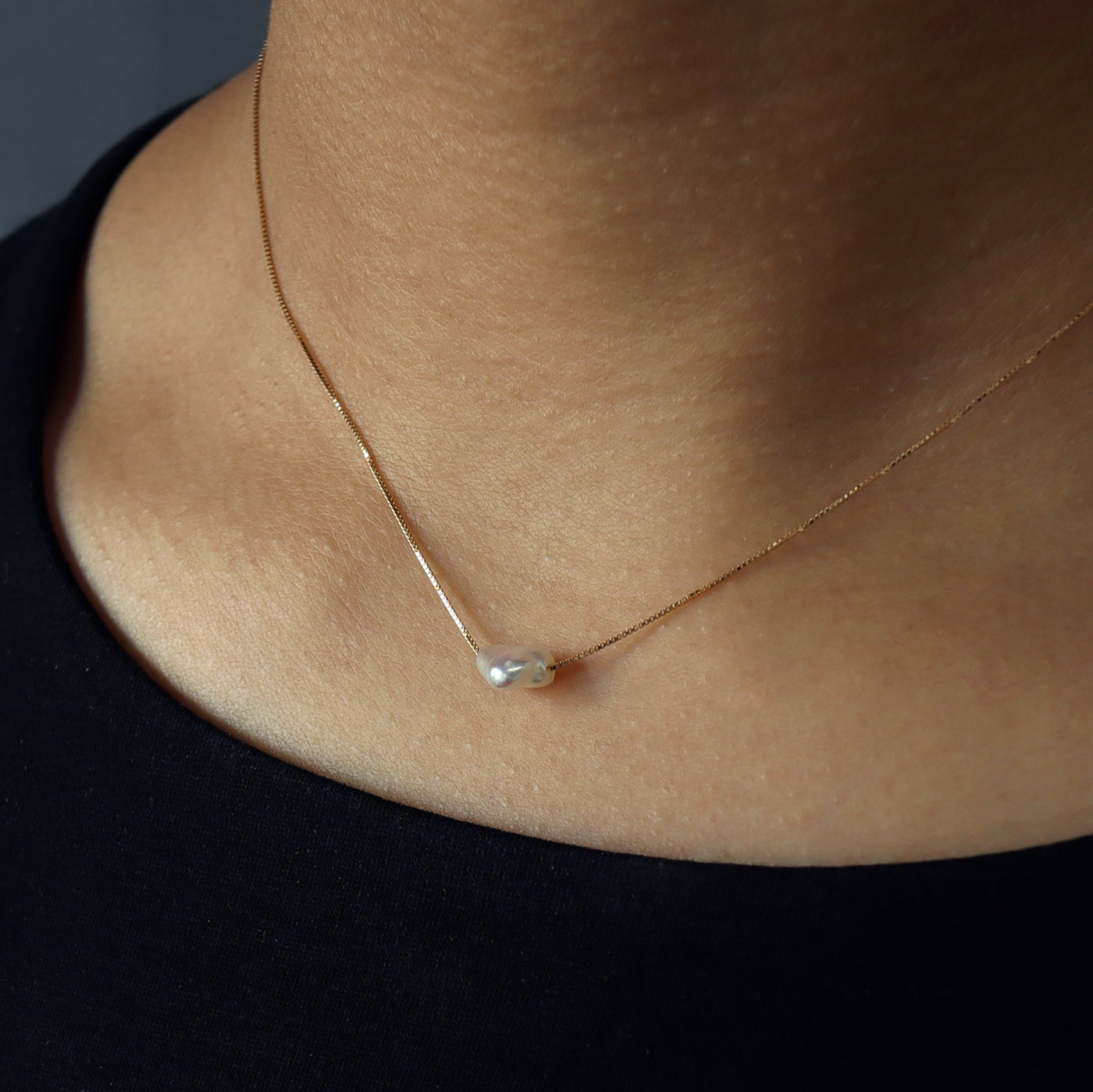 Wandering Pearl Chain Necklace - Akoya Keshi #B