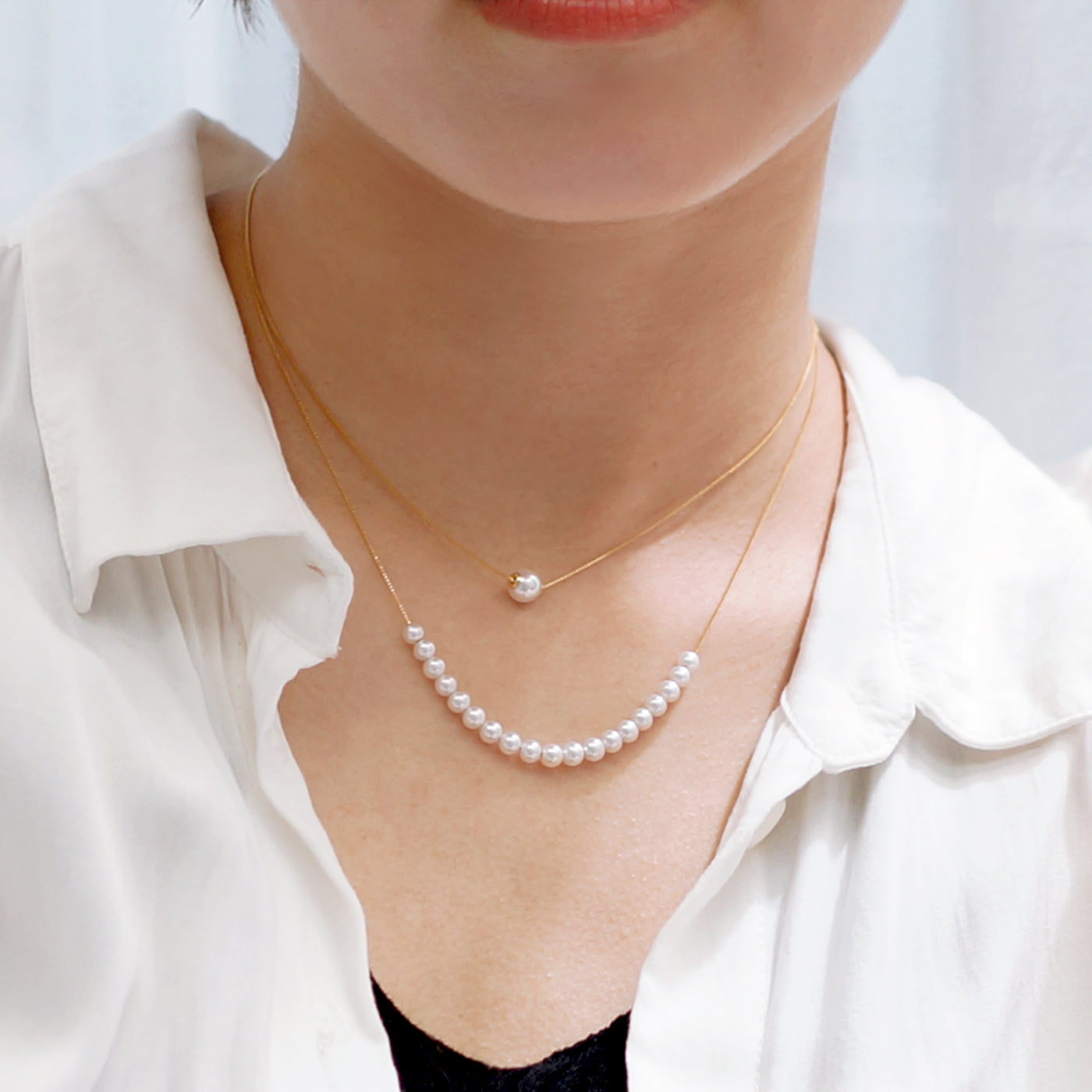 Akoya Pearl W chain necklace