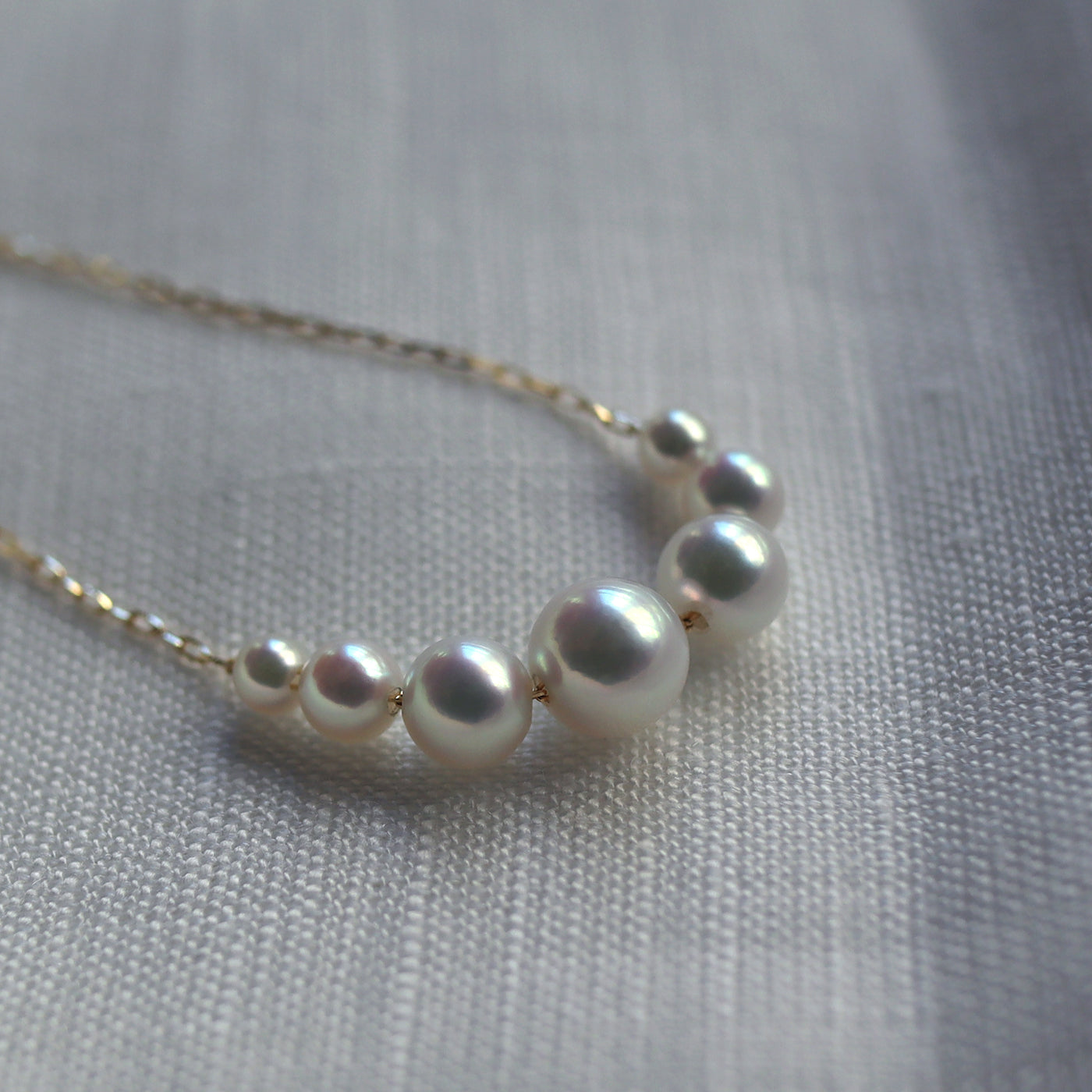 Graduated Pearl Chain Necklace - アコヤパール