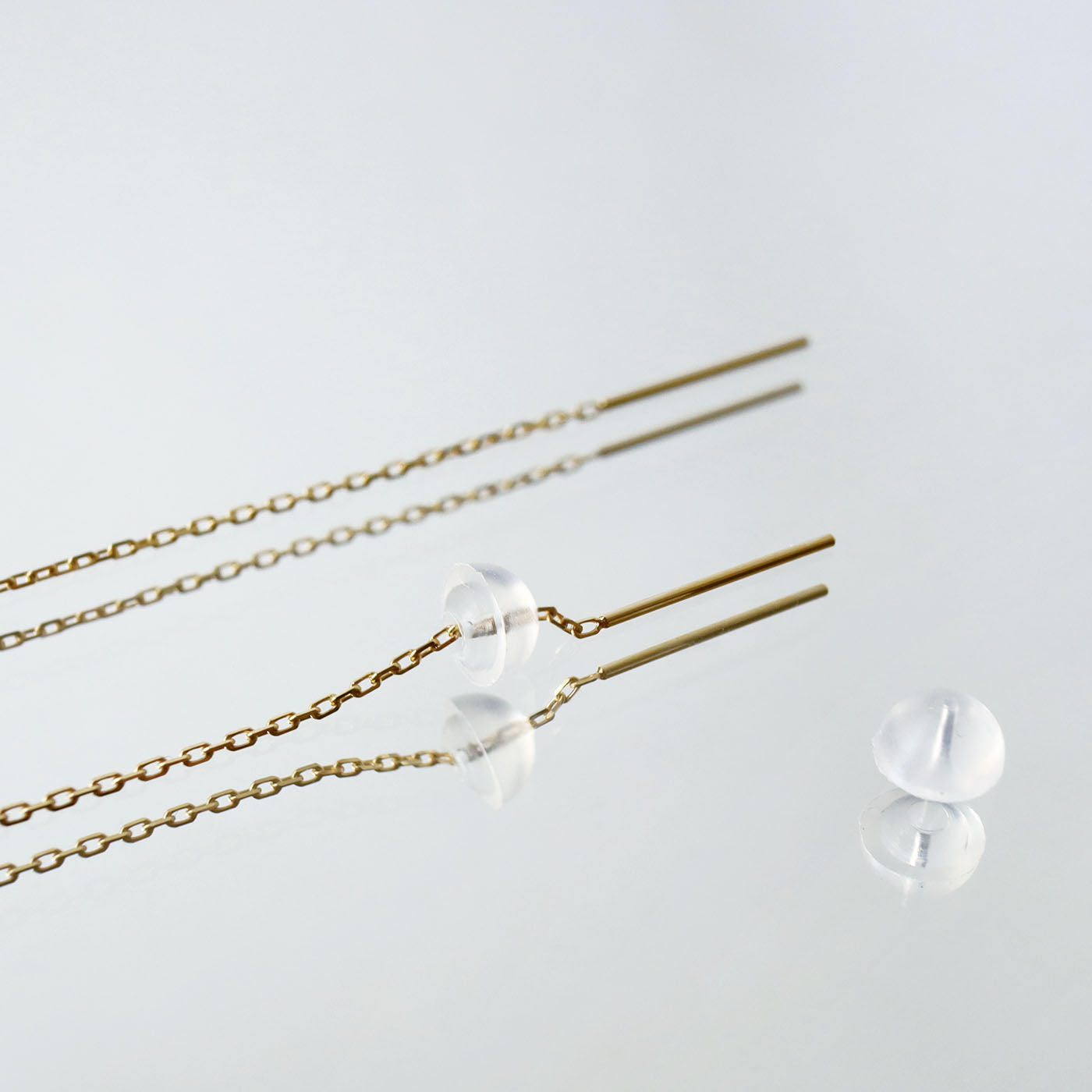 Three-Color Keshi Pearl Chain Earrings - 18K YG