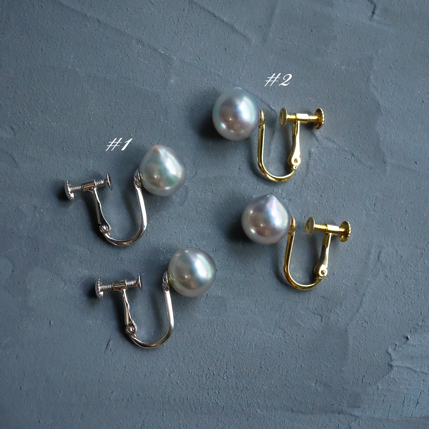 Post Earrings - 7.5mmナチュラルブルー バロックアコヤ