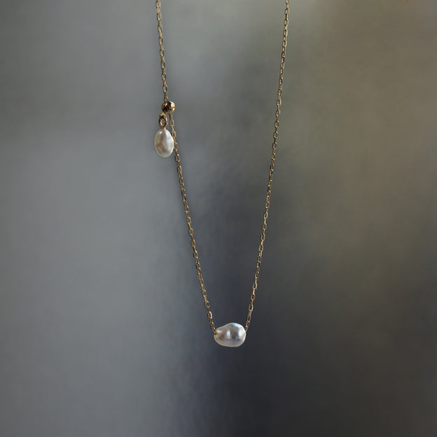 Wandering Pearl Chain Necklace - Akoya Keshi #A